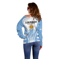 Argentina Rugby Off Shoulder Sweater World Cup 2023 Los Pumas Go Champion - Wonder Print Shop