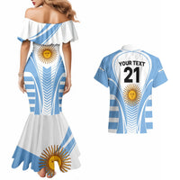 Custom Argentina Rugby Couples Matching Mermaid Dress and Hawaiian Shirt World Cup 2023 Los Pumas Go Champion LT9 - Wonder Print Shop