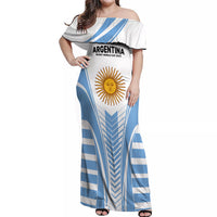 Custom Argentina Rugby Off Shoulder Maxi Dress World Cup 2023 Los Pumas Go Champion - Wonder Print Shop