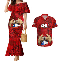 Chile Rugby Couples Matching Mermaid Dress and Hawaiian Shirt Los Condores Mascot with Bellflower World Cup 2023 LT9 - Wonder Print Shop