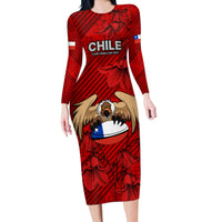 Chile Rugby Family Matching Long Sleeve Bodycon Dress and Hawaiian Shirt Los Condores Mascot with Bellflower World Cup 2023 LT9 - Wonder Print Shop