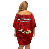 Chile Rugby Family Matching Off Shoulder Short Dress and Hawaiian Shirt Los Condores Mascot with Bellflower World Cup 2023 LT9 - Wonder Print Shop