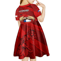 Chile Rugby Kid Short Sleeve Dress Los Condores Mascot with Bellflower World Cup 2023 - Wonder Print Shop