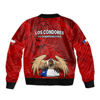 Chile Rugby Sleeve Zip Bomber Jacket Los Condores Mascot with Bellflower World Cup 2023 - Wonder Print Shop