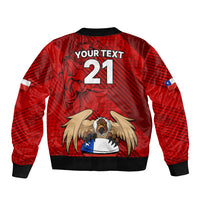 Custom Chile Rugby Sleeve Zip Bomber Jacket Los Condores Mascot with Bellflower World Cup 2023 - Wonder Print Shop