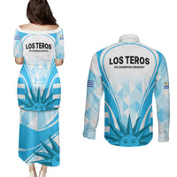 Uruguay Rugby Couples Matching Puletasi Dress and Long Sleeve Button Shirts World Cup 2023 Go Los Teros LT9 - Wonder Print Shop