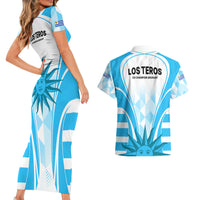 Uruguay Rugby Couples Matching Short Sleeve Bodycon Dress and Hawaiian Shirt World Cup 2023 Go Los Teros LT9 - Wonder Print Shop