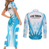 Uruguay Rugby Couples Matching Short Sleeve Bodycon Dress and Long Sleeve Button Shirts World Cup 2023 Go Los Teros LT9 - Wonder Print Shop