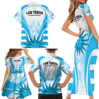 Uruguay Rugby Family Matching Short Sleeve Bodycon Dress and Hawaiian Shirt World Cup 2023 Go Los Teros - Wonder Print Shop