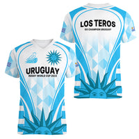 Uruguay Rugby Women V Neck T Shirt World Cup 2023 Go Los Teros - Wonder Print Shop