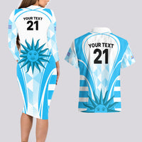Custom Uruguay Rugby Couples Matching Long Sleeve Bodycon Dress and Hawaiian Shirt World Cup 2023 Go Los Teros LT9 - Wonder Print Shop