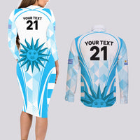 Custom Uruguay Rugby Couples Matching Long Sleeve Bodycon Dress and Long Sleeve Button Shirts World Cup 2023 Go Los Teros LT9 - Wonder Print Shop