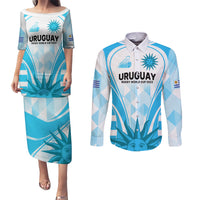 Custom Uruguay Rugby Couples Matching Puletasi Dress and Long Sleeve Button Shirts World Cup 2023 Go Los Teros LT9 - Wonder Print Shop