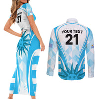 Custom Uruguay Rugby Couples Matching Short Sleeve Bodycon Dress and Long Sleeve Button Shirts World Cup 2023 Go Los Teros LT9 - Wonder Print Shop