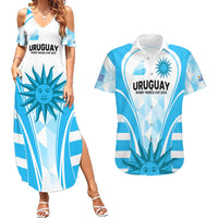 Custom Uruguay Rugby Couples Matching Summer Maxi Dress and Hawaiian Shirt World Cup 2023 Go Los Teros LT9 - Wonder Print Shop
