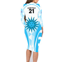 Custom Uruguay Rugby Family Matching Long Sleeve Bodycon Dress and Hawaiian Shirt World Cup 2023 Go Los Teros LT9 - Wonder Print Shop