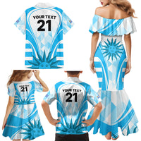 Custom Uruguay Rugby Family Matching Mermaid Dress and Hawaiian Shirt World Cup 2023 Go Los Teros LT9 - Wonder Print Shop