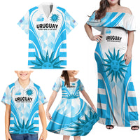 Custom Uruguay Rugby Family Matching Off Shoulder Maxi Dress and Hawaiian Shirt World Cup 2023 Go Los Teros LT9 - Wonder Print Shop
