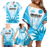 Custom Uruguay Rugby Family Matching Off Shoulder Short Dress and Hawaiian Shirt World Cup 2023 Go Los Teros LT9 - Wonder Print Shop