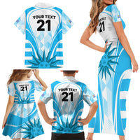 Custom Uruguay Rugby Family Matching Short Sleeve Bodycon Dress and Hawaiian Shirt World Cup 2023 Go Los Teros - Wonder Print Shop