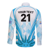 Custom Uruguay Rugby Long Sleeve Button Shirt World Cup 2023 Go Los Teros - Wonder Print Shop