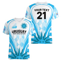 Custom Uruguay Rugby Women V Neck T Shirt World Cup 2023 Go Los Teros - Wonder Print Shop