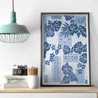 Vintage Hawaii Canvas Wall Art Hibiscus Tapa Tribal With Hawaiian Quilt Pattern Blue LT9 - Wonder Print Shop