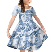 Vintage Hawaii Family Matching Mermaid Dress and Hawaiian Shirt Hibiscus Tapa Tribal With Hawaiian Quilt Pattern Blue LT9 - Wonder Print Shop