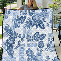 Vintage Hawaii Quilt Hibiscus Tapa Tribal With Hawaiian Quilt Pattern Blue - Wonder Print Shop