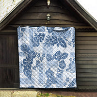 Vintage Hawaii Quilt Hibiscus Tapa Tribal With Hawaiian Quilt Pattern Blue - Wonder Print Shop