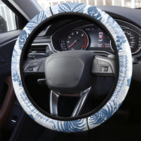 Vintage Hawaii Steering Wheel Cover Hibiscus Tapa Tribal With Hawaiian Quilt Pattern Blue - Wonder Print Shop