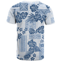 Vintage Hawaii T Shirt Hibiscus Tapa Tribal With Hawaiian Quilt Pattern Blue - Wonder Print Shop