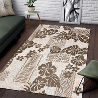 Vintage Hawaii Area Rug Hibiscus Tapa Tribal With Hawaiian Quilt Pattern Gold LT9 - Wonder Print Shop