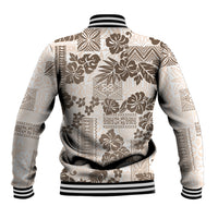 Vintage Hawaii Baseball Jacket Hibiscus Tapa Tribal With Hawaiian Quilt Pattern Gold LT9 - Wonder Print Shop