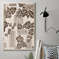 Vintage Hawaii Canvas Wall Art Hibiscus Tapa Tribal With Hawaiian Quilt Pattern Gold LT9 - Wonder Print Shop