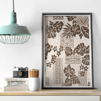 Vintage Hawaii Canvas Wall Art Hibiscus Tapa Tribal With Hawaiian Quilt Pattern Gold LT9 - Wonder Print Shop