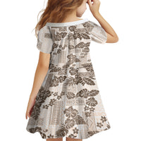 Vintage Hawaii Family Matching Short Sleeve Bodycon Dress and Hawaiian Shirt Hibiscus Tapa Tribal With Hawaiian Quilt Pattern Gold - Wonder Print Shop