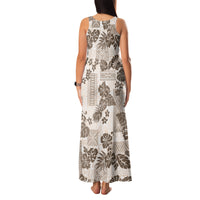 Vintage Hawaii Family Matching Tank Maxi Dress and Hawaiian Shirt Hibiscus Tapa Tribal With Hawaiian Quilt Pattern Gold - Wonder Print Shop