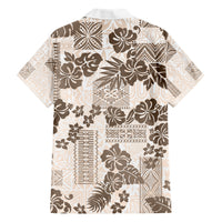 Vintage Hawaii Hawaiian Shirt Hibiscus Tapa Tribal With Hawaiian Quilt Pattern Gold - Wonder Print Shop