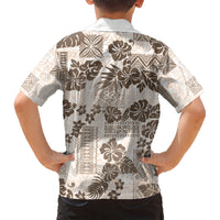 Vintage Hawaii Kid Hawaiian Shirt Hibiscus Tapa Tribal With Hawaiian Quilt Pattern Gold - Wonder Print Shop