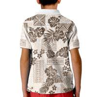 Vintage Hawaii Kid Polo Shirt Hibiscus Tapa Tribal With Hawaiian Quilt Pattern Gold - Wonder Print Shop