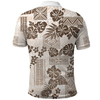 Vintage Hawaii Polo Shirt Hibiscus Tapa Tribal With Hawaiian Quilt Pattern Gold - Wonder Print Shop