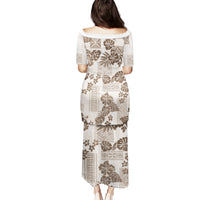 Vintage Hawaii Puletasi Hibiscus Tapa Tribal With Hawaiian Quilt Pattern Gold - Wonder Print Shop