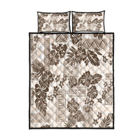 Vintage Hawaii Quilt Bed Set Hibiscus Tapa Tribal With Hawaiian Quilt Pattern Gold - Wonder Print Shop