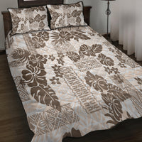 Vintage Hawaii Quilt Bed Set Hibiscus Tapa Tribal With Hawaiian Quilt Pattern Gold - Wonder Print Shop