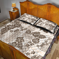 Vintage Hawaii Quilt Bed Set Hibiscus Tapa Tribal With Hawaiian Quilt Pattern Gold - Wonder Print Shop