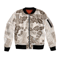 Vintage Hawaii Sleeve Zip Bomber Jacket Hibiscus Tapa Tribal With Hawaiian Quilt Pattern Gold - Wonder Print Shop