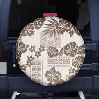 Vintage Hawaii Spare Tire Cover Hibiscus Tapa Tribal With Hawaiian Quilt Pattern Gold - Wonder Print Shop