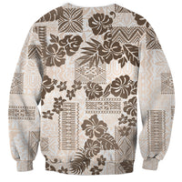 Vintage Hawaii Sweatshirt Hibiscus Tapa Tribal With Hawaiian Quilt Pattern Gold - Wonder Print Shop