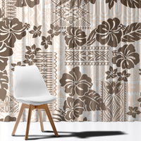 Vintage Hawaii Window Curtain Hibiscus Tapa Tribal With Hawaiian Quilt Pattern Gold - Wonder Print Shop